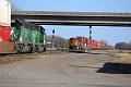 BNSF Stack train meet at Watts, MN on 10-29-2006